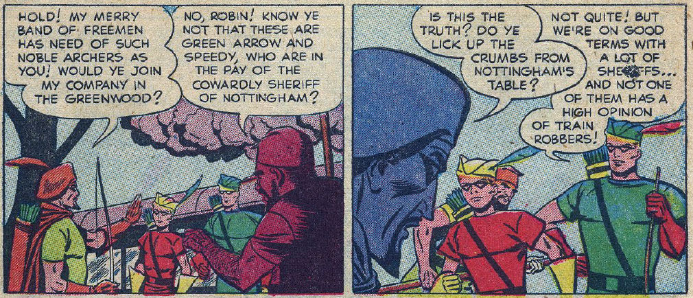 Green Arrow admits that he's friendly with a lot of sheriffs, art by George Papp