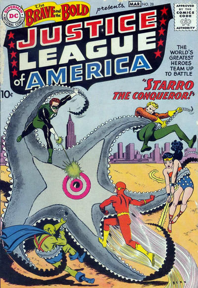 The Brave and The Bold #28, first appearance of the Justice League of America, art by  Mike Sekowsky and Murphy Anderson
