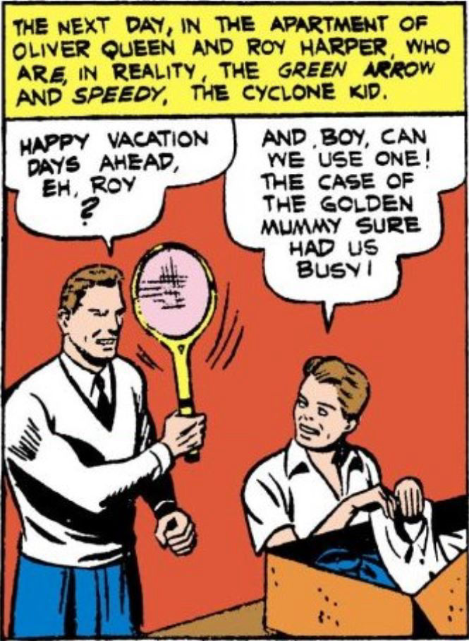 Oliver Queen and Roy Harper in More Fun Comics #73, art by George Papp