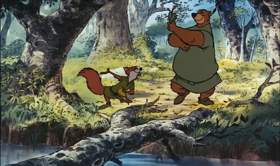 Robin Hood and Little John encounter a bridge