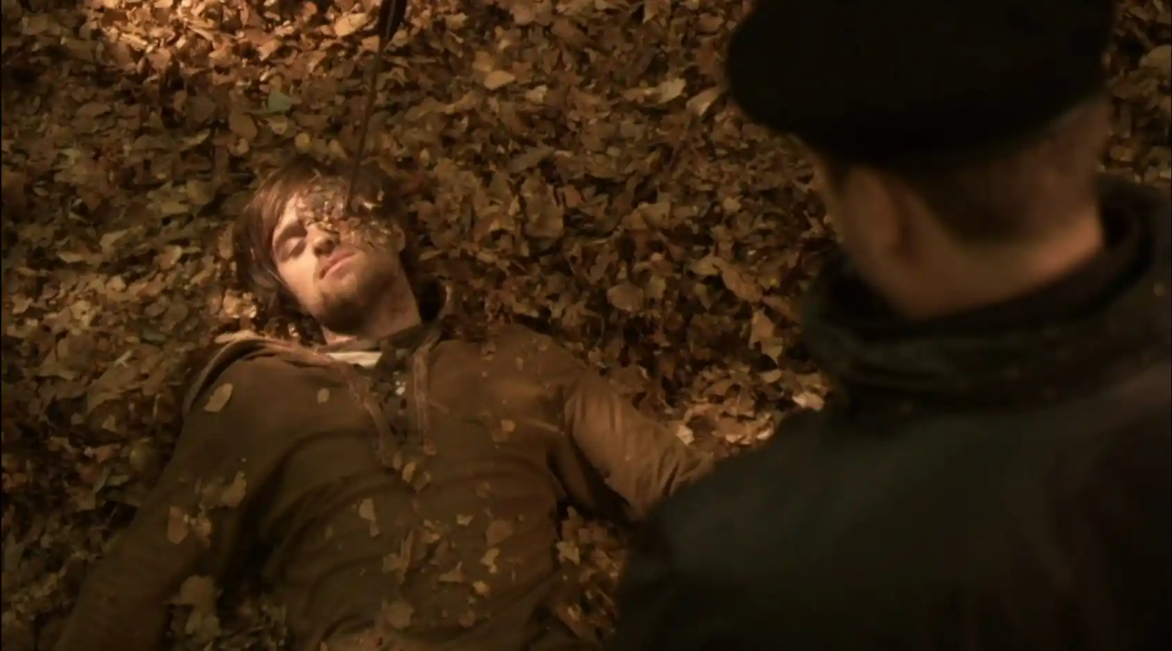 Robin Hood with a fake arrow in the eye