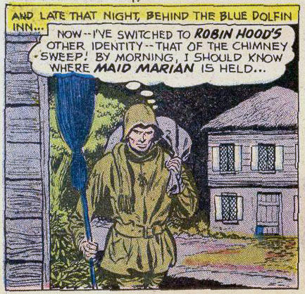 Green Arrow in Robin Hood's chimney sweep disguise, art by Lee Elias