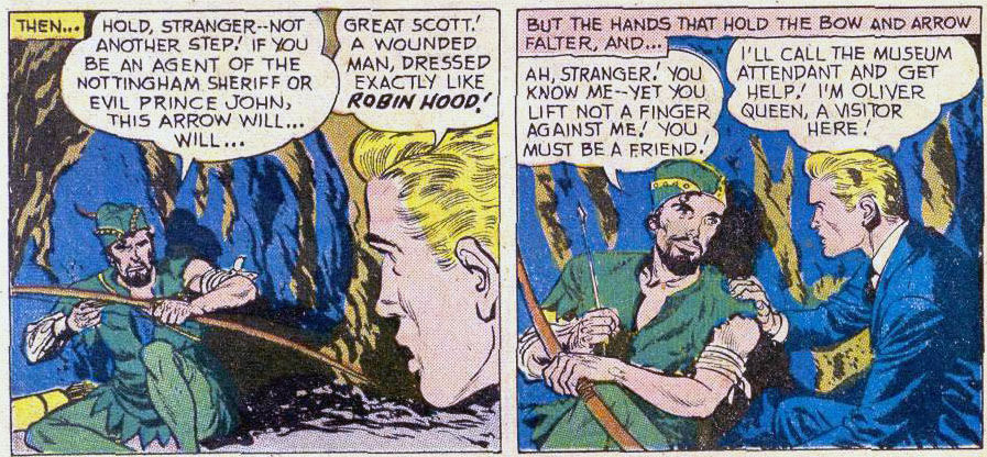 Oliver Queen meets Robin Hood, art by Lee Elias