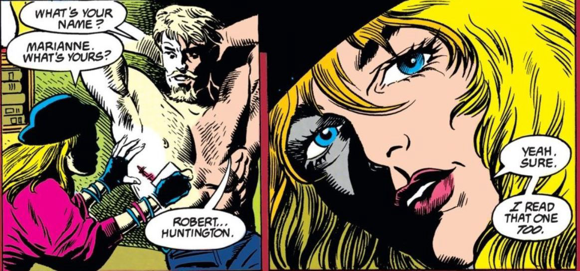 Outlawed Oliver Queen tries to use the Robert Huntingdon alias, by Mike Grell, Mark Jones and Bill Wray
