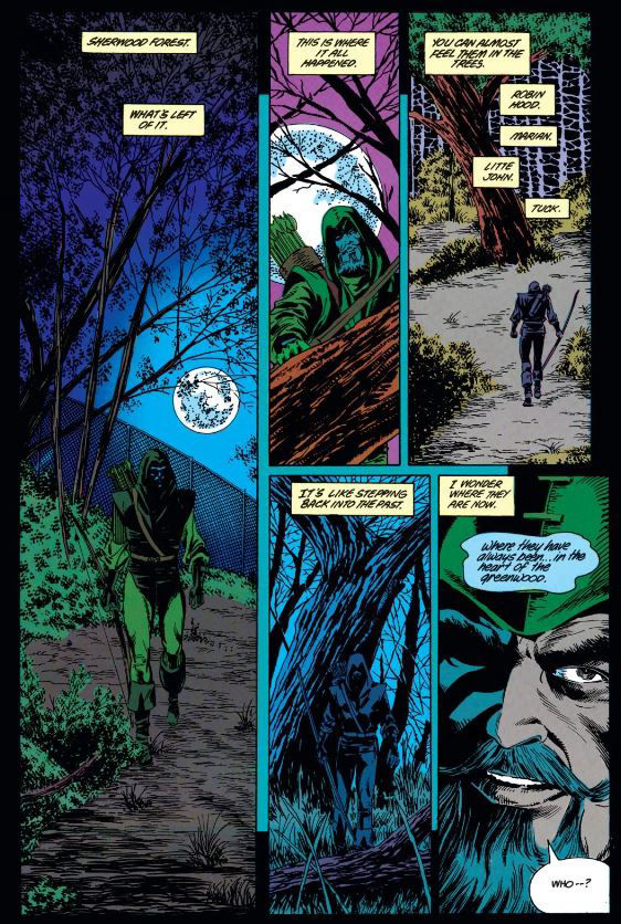 Oliver Queen aka Green Arrow enters Sherwood Forest by Mike Grell, J. J. Birch and Michael Bair