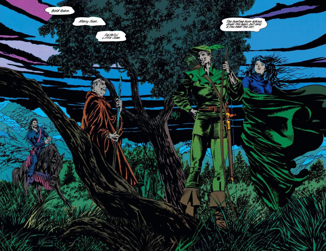 A vision of Robin Hood and the Merry Men by Mike Grell (writer) and J.J. Birch and Michael Bair