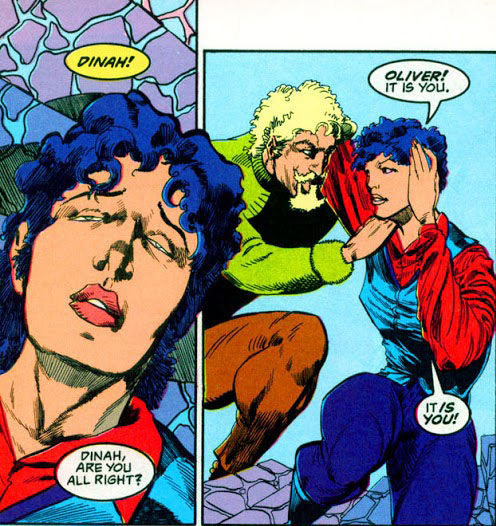 Dinah awakens in the present, written by Mike Grell and Mark Ryan with art by Shea Anton Pensa