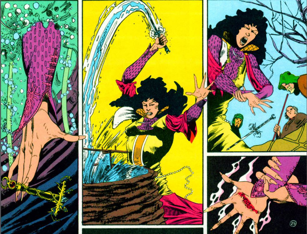 Marian pulls a cursed dagger from the well, written by Mike Grell and Mark Ryan, art by Shea Anton Pensa