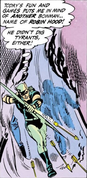 Green Arrow reflects on Robin Hood, by Neal Adams from Green Lantern #77