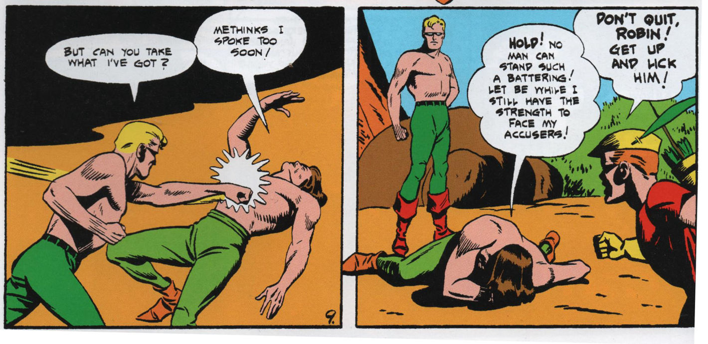 Green Arrow beats Robin Hood at unarmed combat