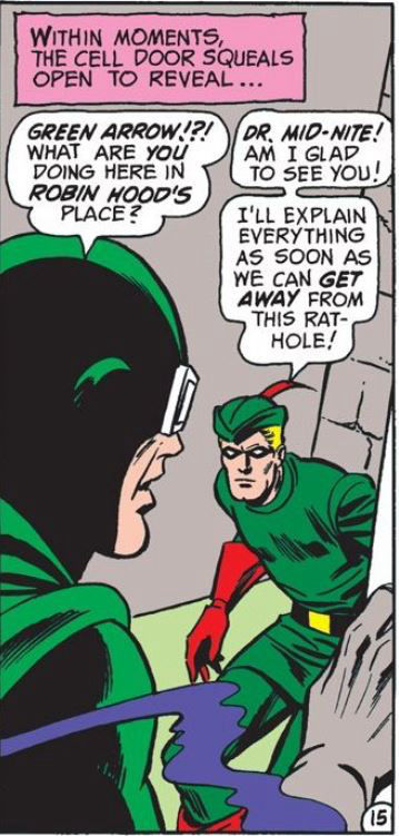 Green Arrow in Robin Hood's place, art by Dick Dillin