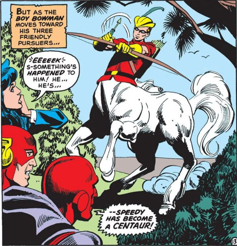 Speedy as a centaur, art by Dick Dillin