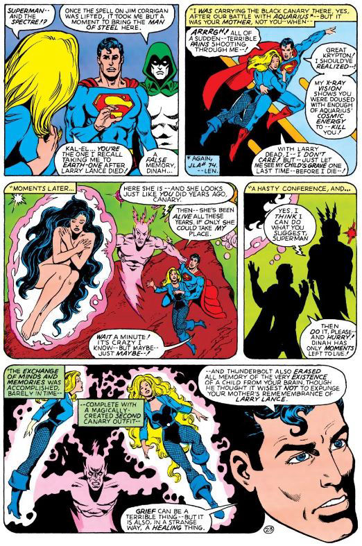 The revelation of two Black Canarys from JLA #220 written by Roy Thomas with art by Chuck Patton, Romeo Tanghal and Pablo Marcos
