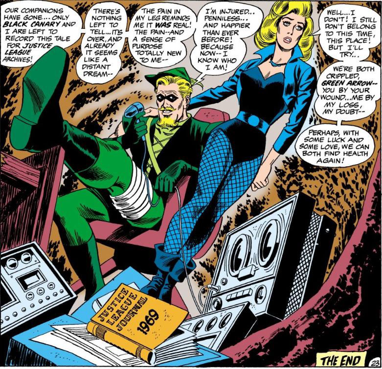 Green Arrow and Black Canary conclude their report for the JLA by Denny O'Neil, Dick Dillin and Joe Giella