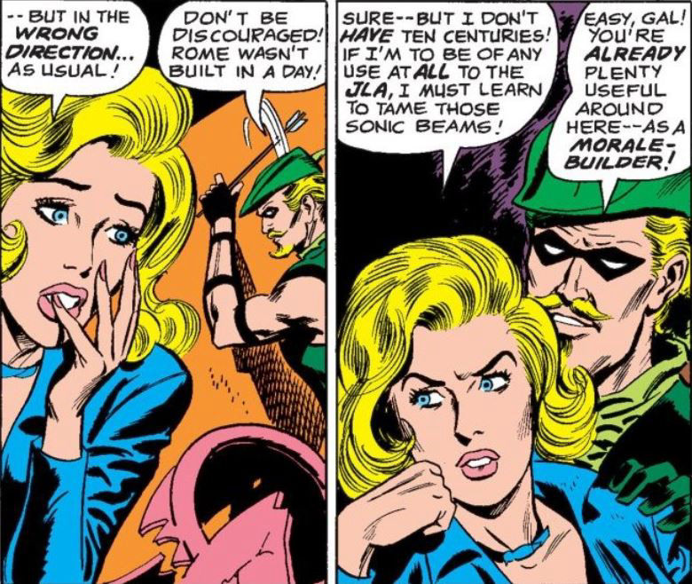 Green Arrow puts the moves on Black Canary by Denny O'Neil and Dick Dillin