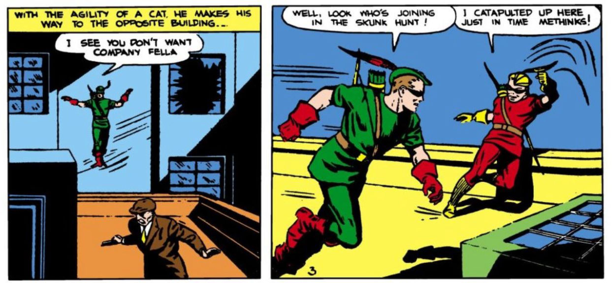 Speedy joins Green Arrow in More Fun Comics #73, art by George Papp