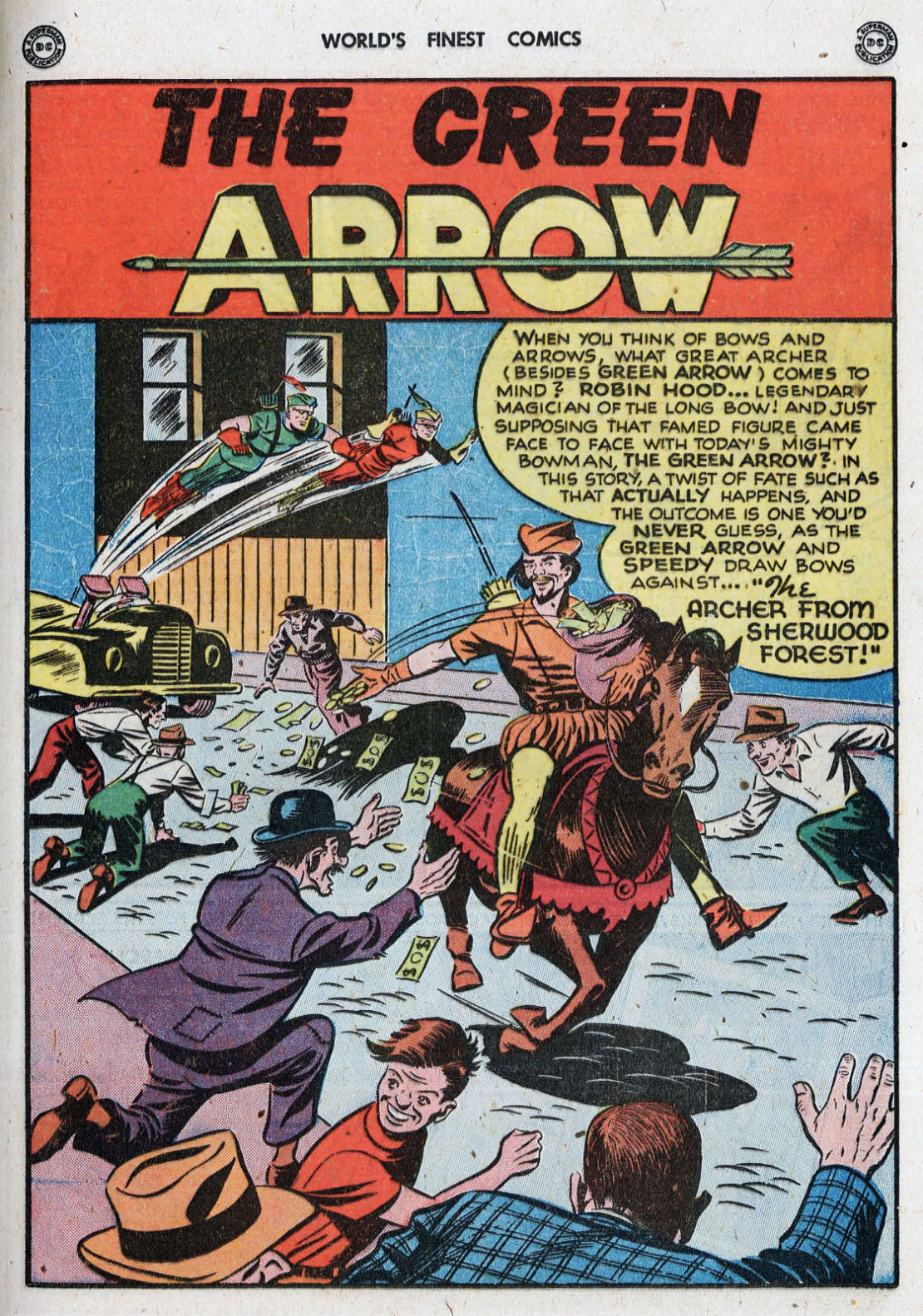 Green Arrow in The Archer from Sherwood Forest, World's Finest Comics #40, art by George Papp