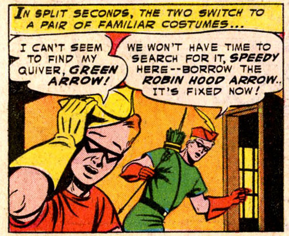 Speedy heads into action with Robin Hood's arrow, art by George Papp