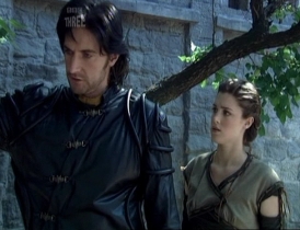 Richard Armitage as Gisborne and Lucy Griffiths as Marian