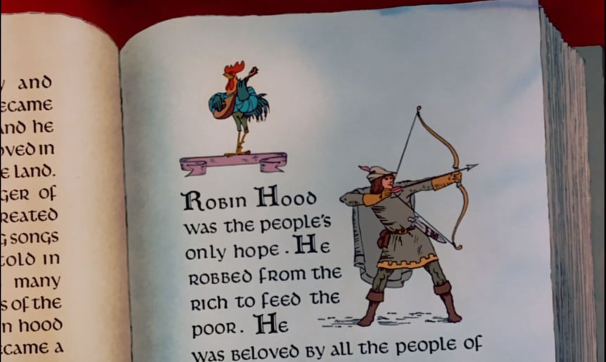 Robin Hood depicted as a human in the 1973 cartoon