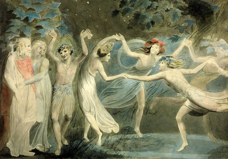 Oberon, Titania and Puck with Fairies Dancing by William Blake. c.1786, from Tate Britain