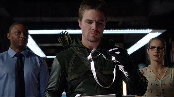 David Ramsey, Stephen Amell and Emily Bett Rickards from Arrow