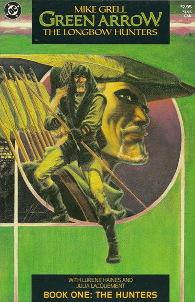 When Mike Grell took Green Arrow back to basics he gave him a Hooded Man look similar to the Michael Praed Robin. (c) DC Comics