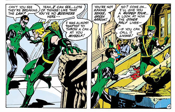 Green Arrow in Harlem-like Star City from Green Lantern #76, art by Neal Adams