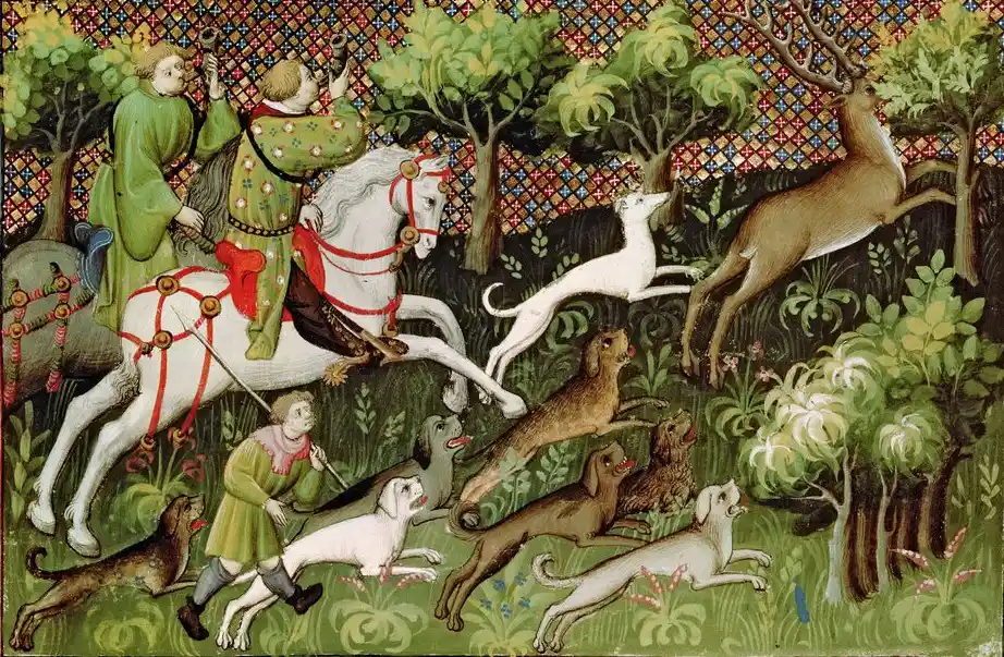 From Libre de chasse - book on hunting from the 1380s