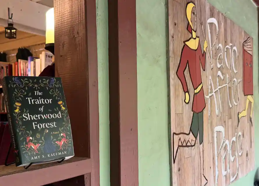 The Traitor of Sherwood Forest on display at the Maryland Renaissance Festival bookshop