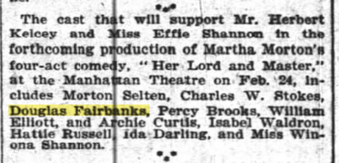 Douglas Fairbanks's Broadway Debut