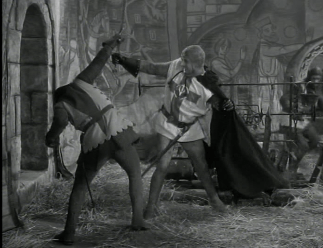 Robin swordfights in Locksley Hall