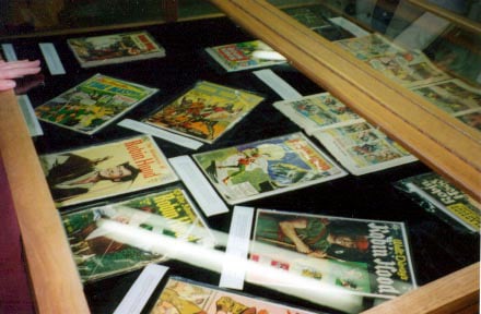 Robin Hood comic books on display at the D.B. Weldon Library