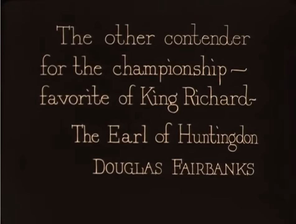 Title card introducing the Earl of Huntingdon