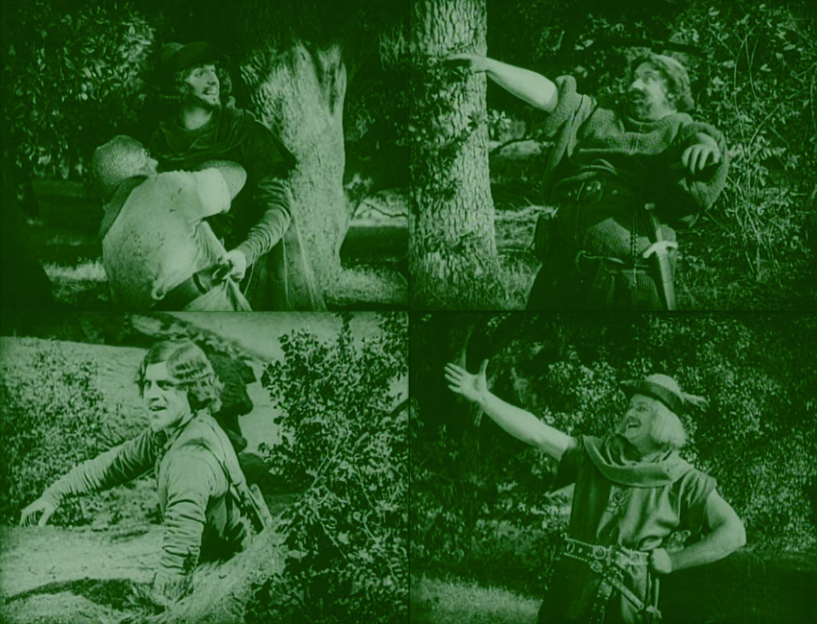 The Merry of Douglas Fairbanks in Robin Hood: Will Scarlett, Friar Tuck, Allan-a-Dale and Little John