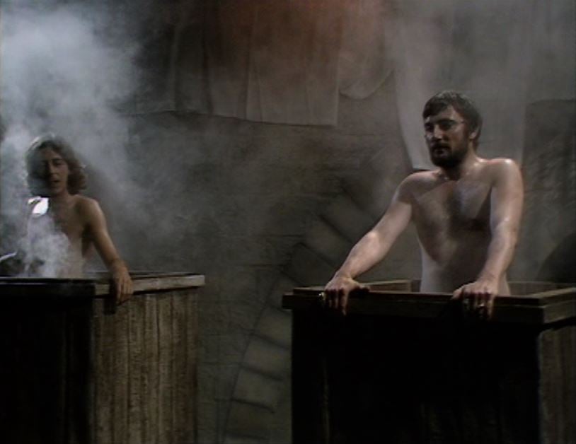 Prince John and the Sheriff plot in a sauna