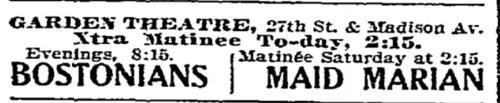 Ad for the 1902 Maid Marian operetta