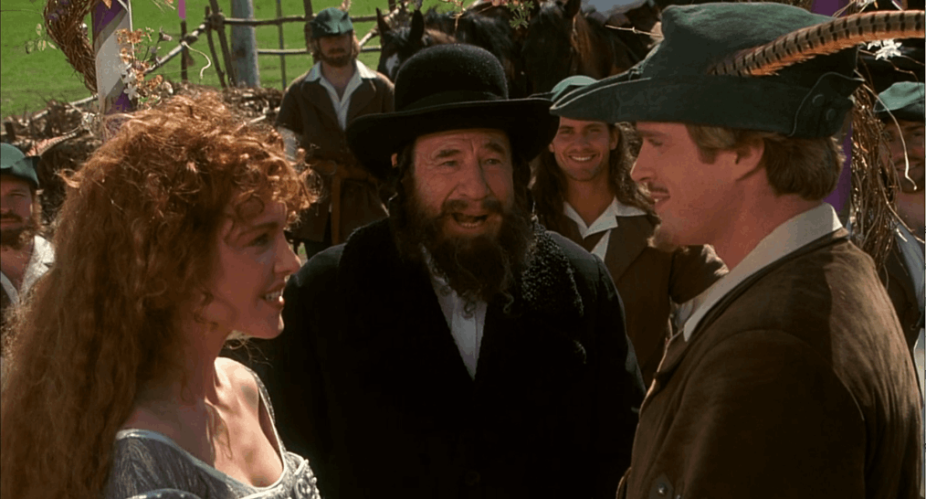 Mel Brooks as Rabbi Tuckman officiates the wedding of Robin and Marian