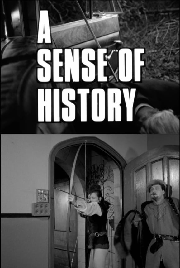 Title card for The Avengers - A Sense of History and Emma Peel as Robin Hood