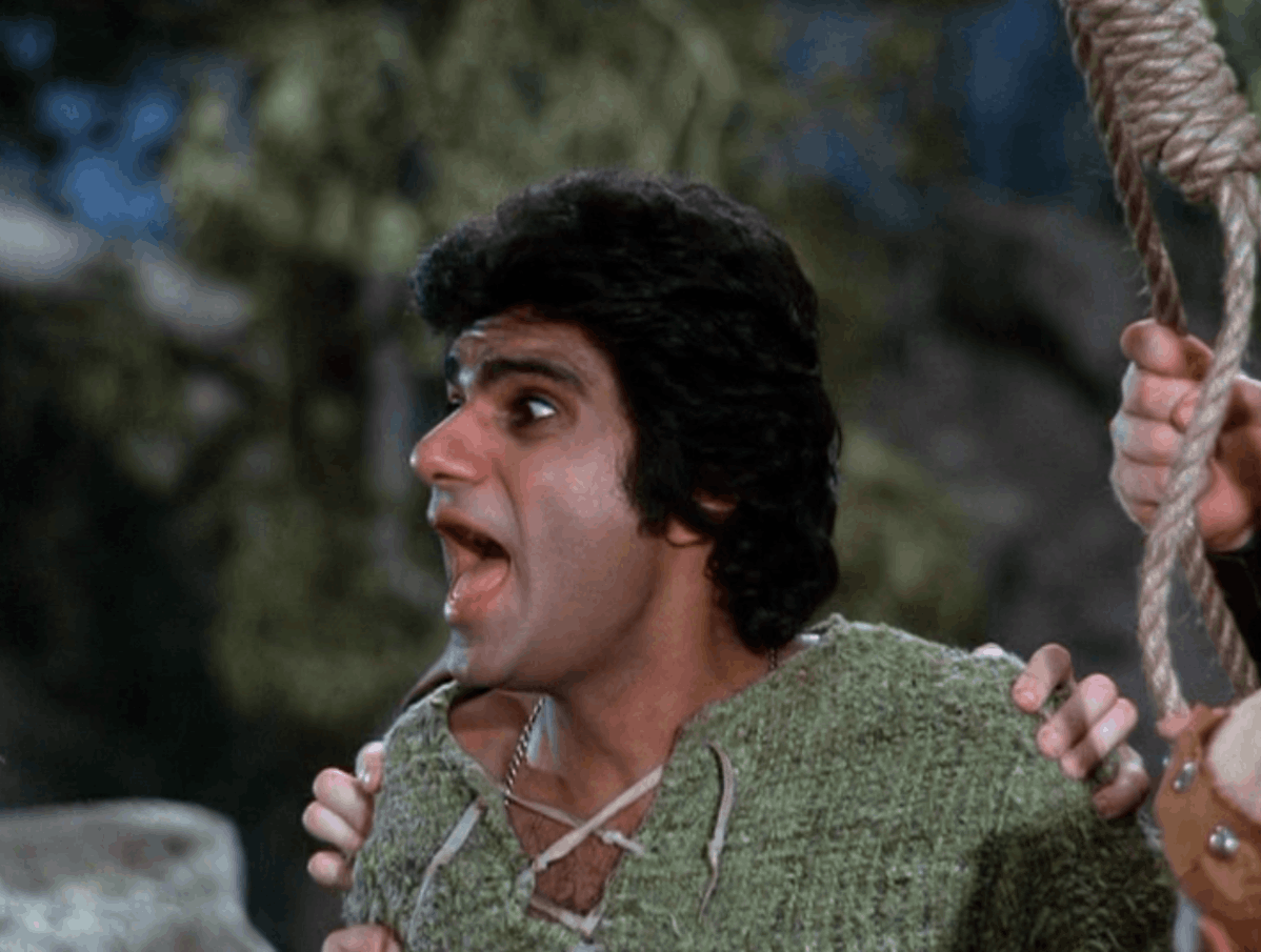 Renaldo shoots to Mel Brooks that he's innocent