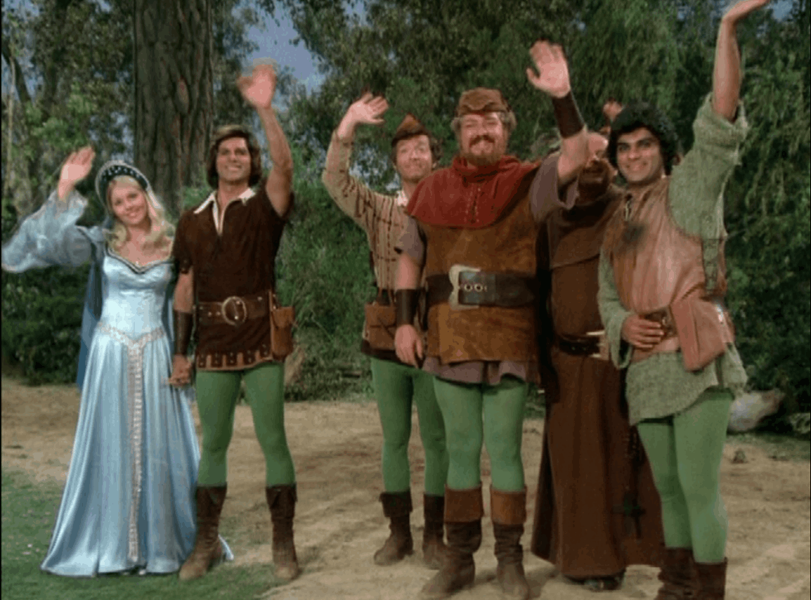 The cast wave goodbye to the Black Knight and to their audience