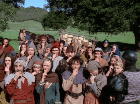 The peasants hold their tongues ... literally